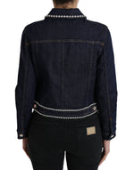 Dolce & Gabbana Elegant Denim Jewel Button Women's Jacket