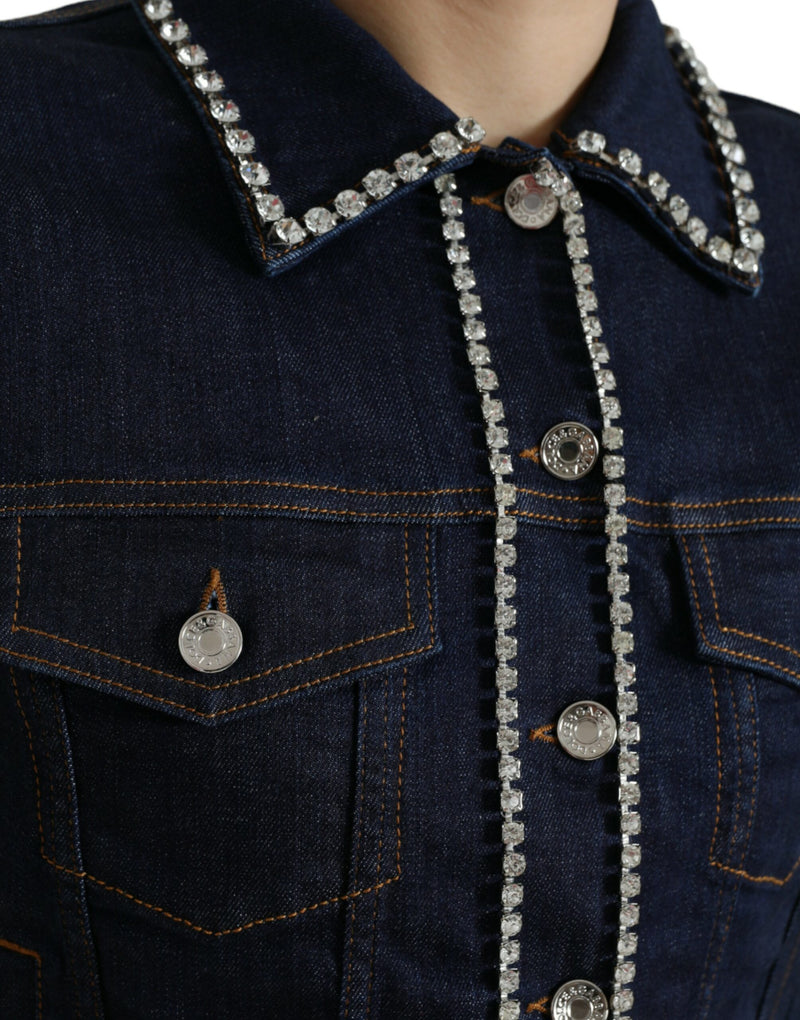 Dolce & Gabbana Elegant Denim Jewel Button Women's Jacket