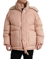 Dolce & Gabbana Chic Coral Hooded Puffer Men's Jacket