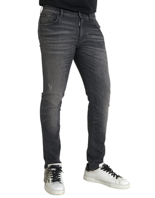 Dolce & Gabbana Gray Washed Cotton Stretch Skinny Denim Men's Jeans