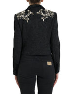 Dolce & Gabbana Elegant Embellished Black Overcoat Women's Jacket