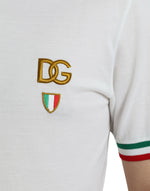 Dolce & Gabbana Elegant White Cotton Polo with Logo Men's Detail
