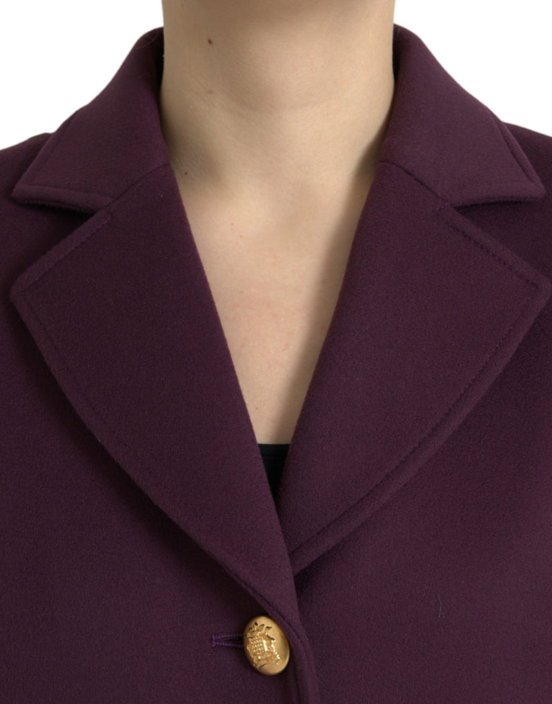 Dolce & Gabbana Elegant Purple Wool-Cashmere Trench Women's Coat