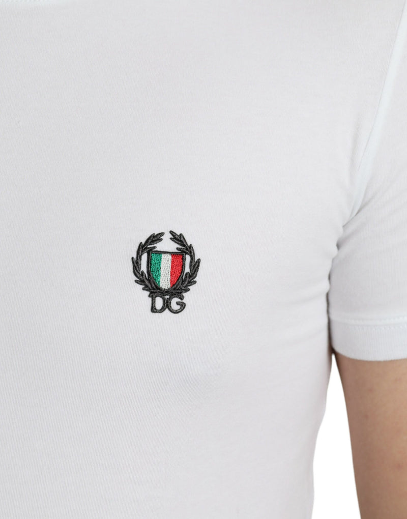 Dolce & Gabbana Elegant White Logo Crest Men's Tee