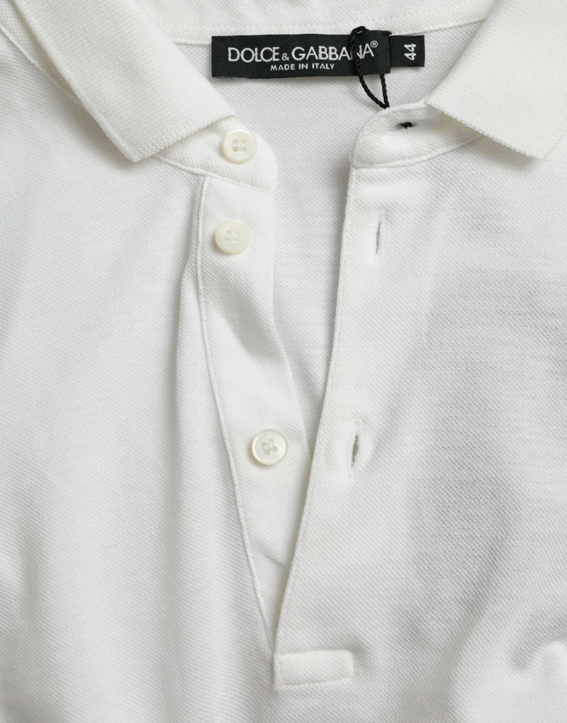 Dolce & Gabbana Crown Embroidered White Cotton Men's Polo