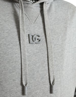 Dolce & Gabbana Chic Gray Logo Hooded Cotton Men's Sweater