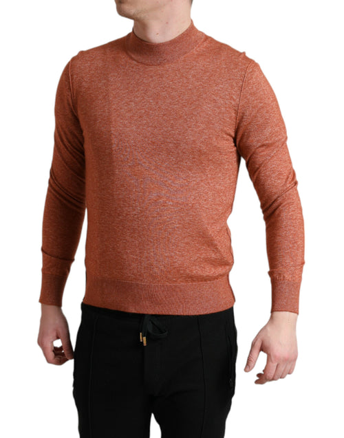 Dolce & Gabbana Silk-Cashmere Orange Crew Neck Men's Sweater