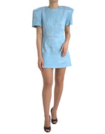 Dolce & Gabbana Elegant Sky-Blue Floral Jacquard Mini Women's Dress
