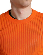 Dolce & Gabbana Sleek Sunset Orange Knitted Pullover Men's Sweater