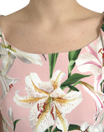 Dolce & Gabbana Elegant Pink Lily Print Sheath Women's Dress