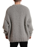 Dolce & Gabbana Elegant Grey V-Neck Alpaca Blend Men's Sweater