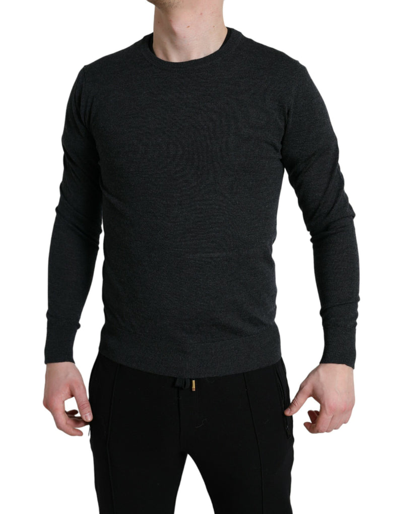 Dolce & Gabbana Elegant Gray Wool Pullover Men's Sweater
