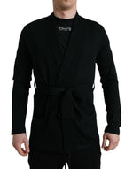 Dolce & Gabbana Elegant Black Cashmere Robe with Waist Men's Belt
