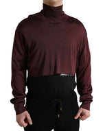Dolce & Gabbana Maroon Turtleneck Viscose Men's Sweater