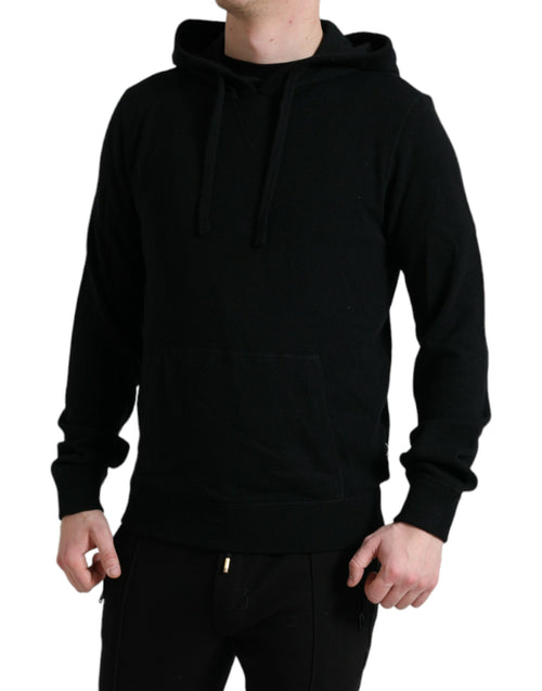 Dolce & Gabbana Elegant Black Cashmere Hooded Men's Sweater