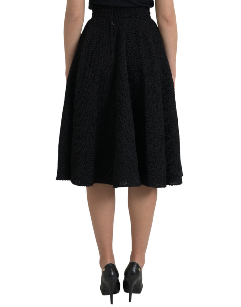 Dolce & Gabbana Black High Waist A-line Knee Length Women's Skirt