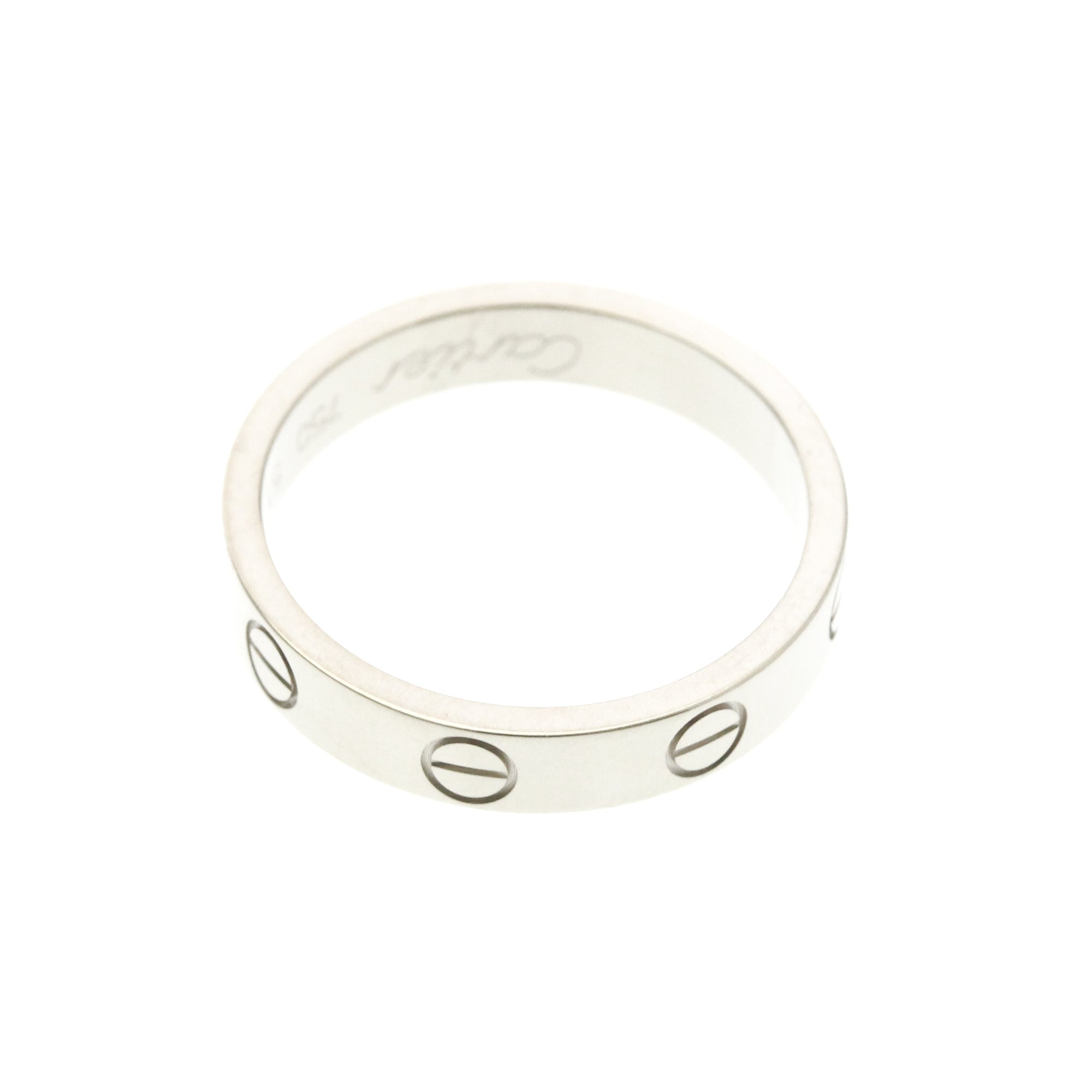 Cartier Love Band 18K White Gold Silver White_Gold Ring Jewelry (Pre-Owned)