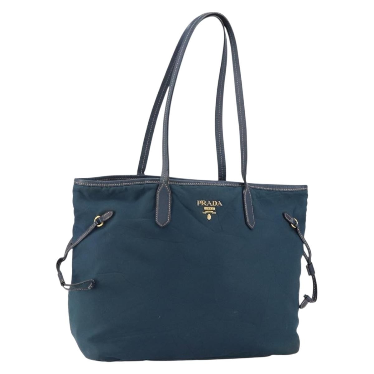 Prada Vintage Tote Tessuto Navy Nylon Tote Bag Bag (Pre-Owned)