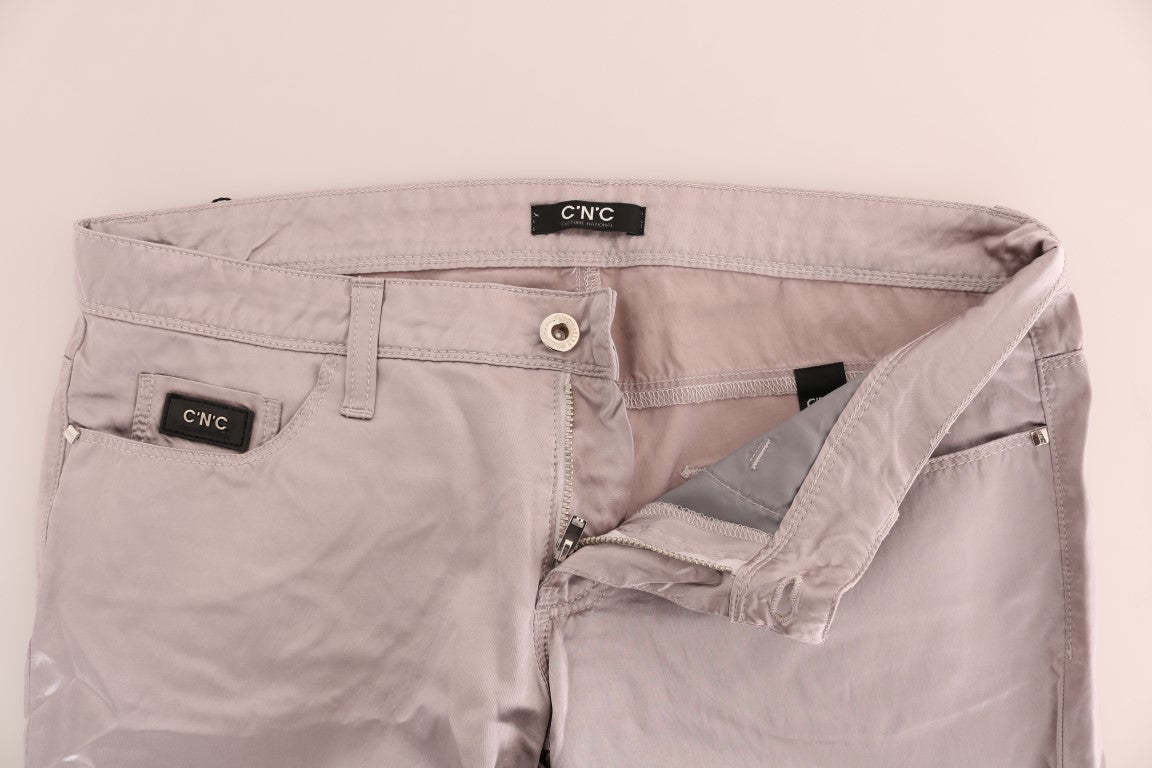 Costume National Beige Cotton Slim Fit Women's Jeans