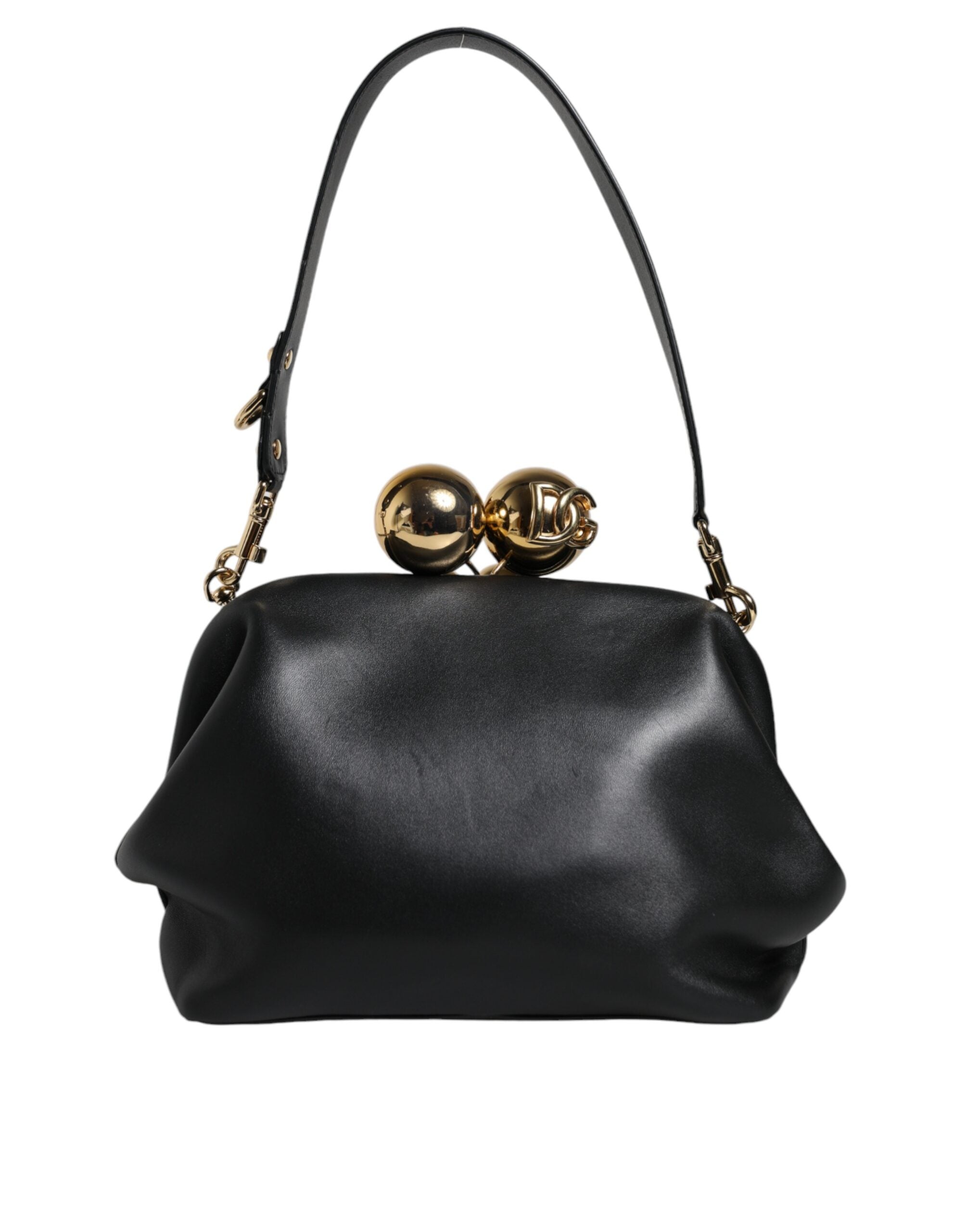 Dolce & Gabbana Black Calfskin Leather Shoulder Clutch Women's Bag (Pre-Owned)
