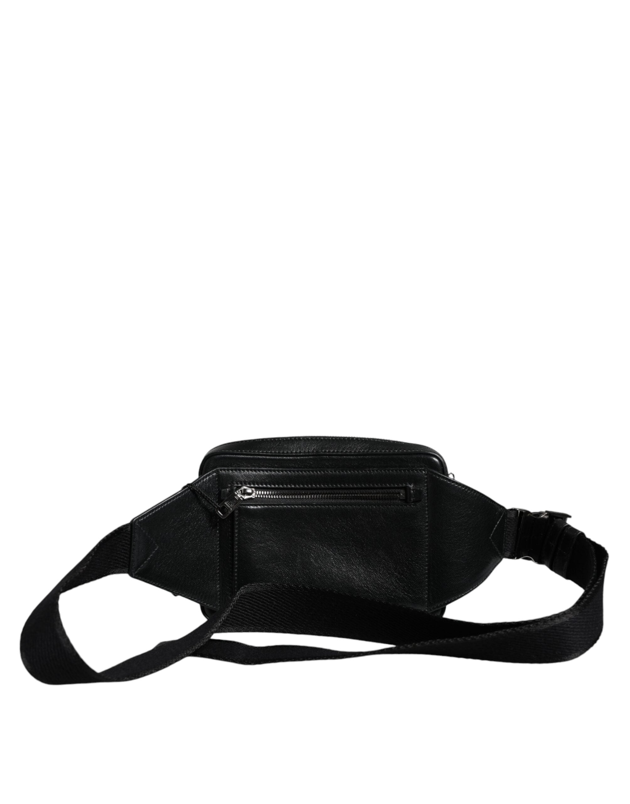 Dolce & Gabbana Black Leather LED Logo Belt Waist Fanny Pack Women's Bag (Pre-Owned)