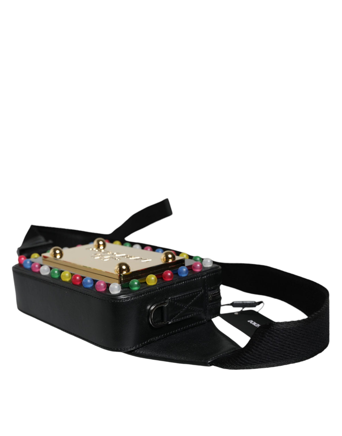 Dolce & Gabbana Black Leather LED Logo Belt Waist Fanny Pack Women's Bag (Pre-Owned)