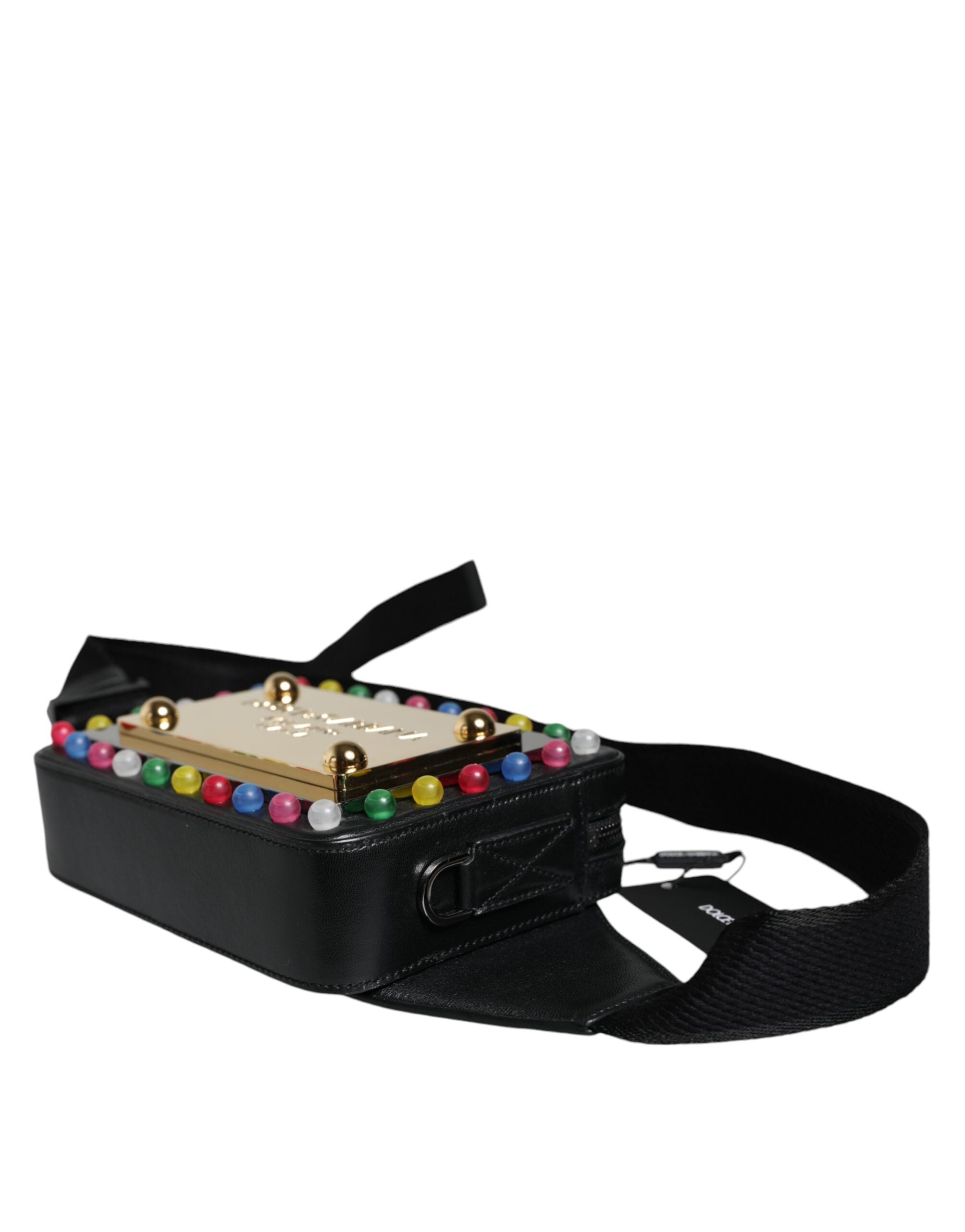 Dolce & Gabbana Black Leather LED Logo Belt Waist Fanny Pack Women's Bag (Pre-Owned)