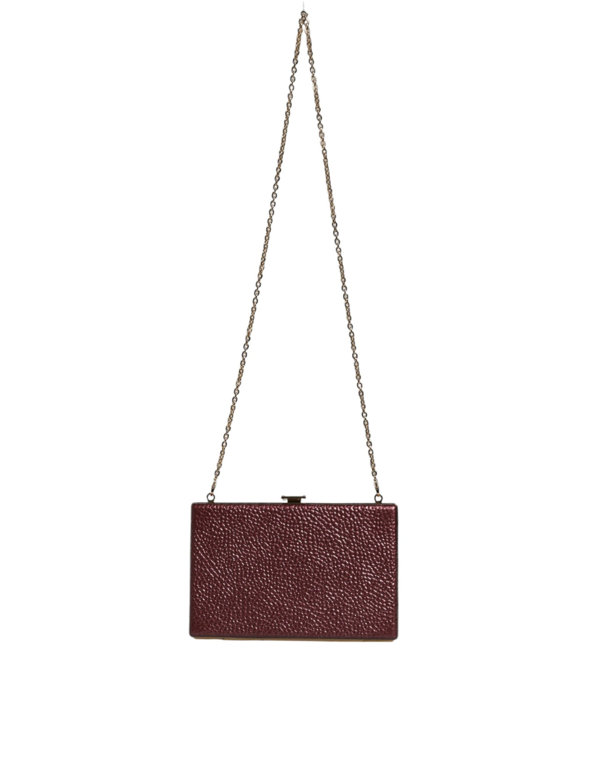 Dolce & Gabbana Maroon Leather Clutch Evening Crossbody Women's Bag