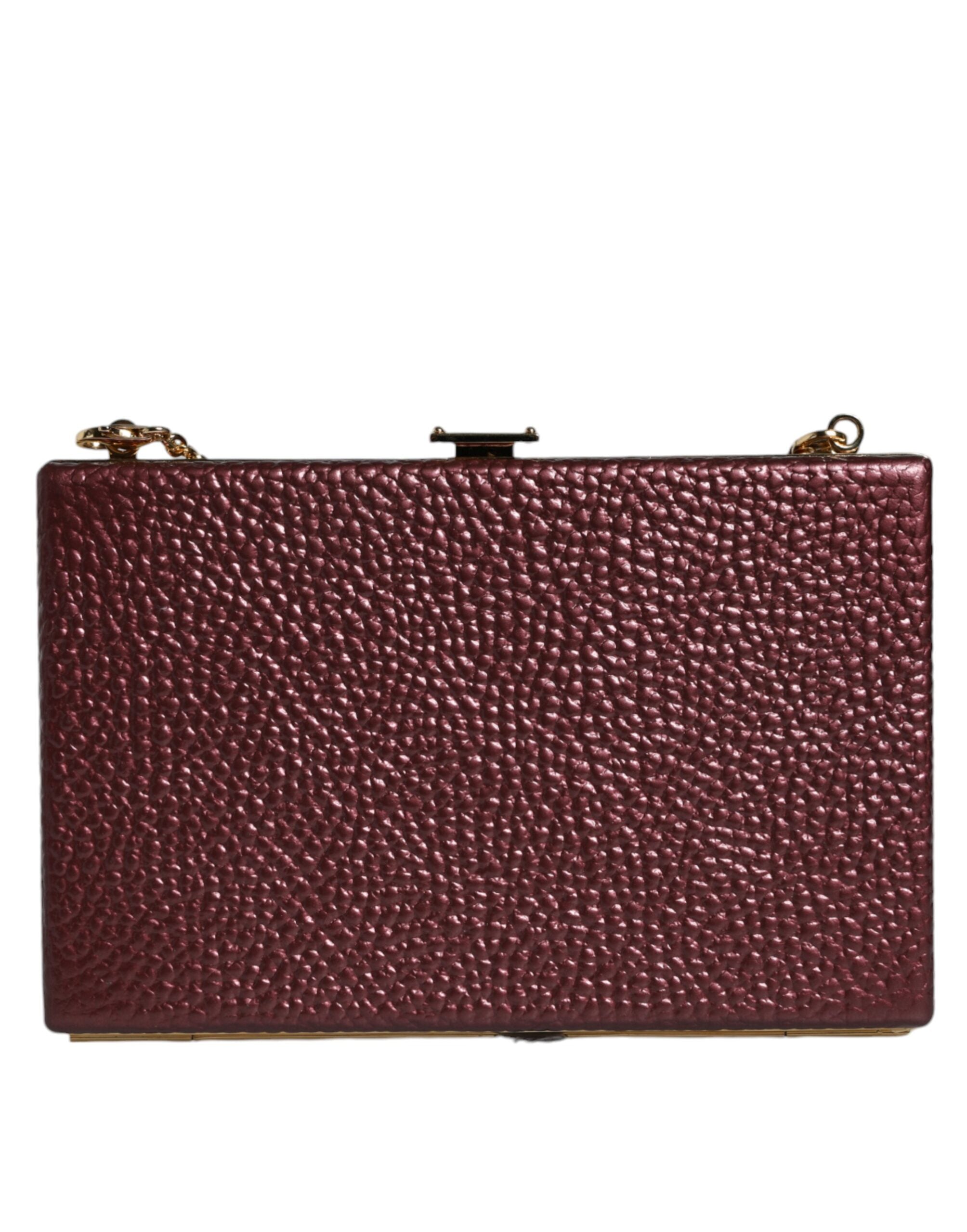 Dolce & Gabbana Maroon Leather Clutch Evening Crossbody Women's Bag