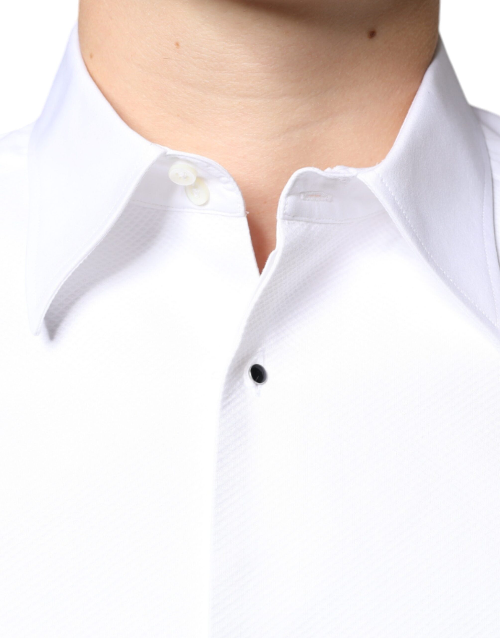 Dolce & Gabbana White Bib Cotton Poplin Formal Dress Men's Shirt