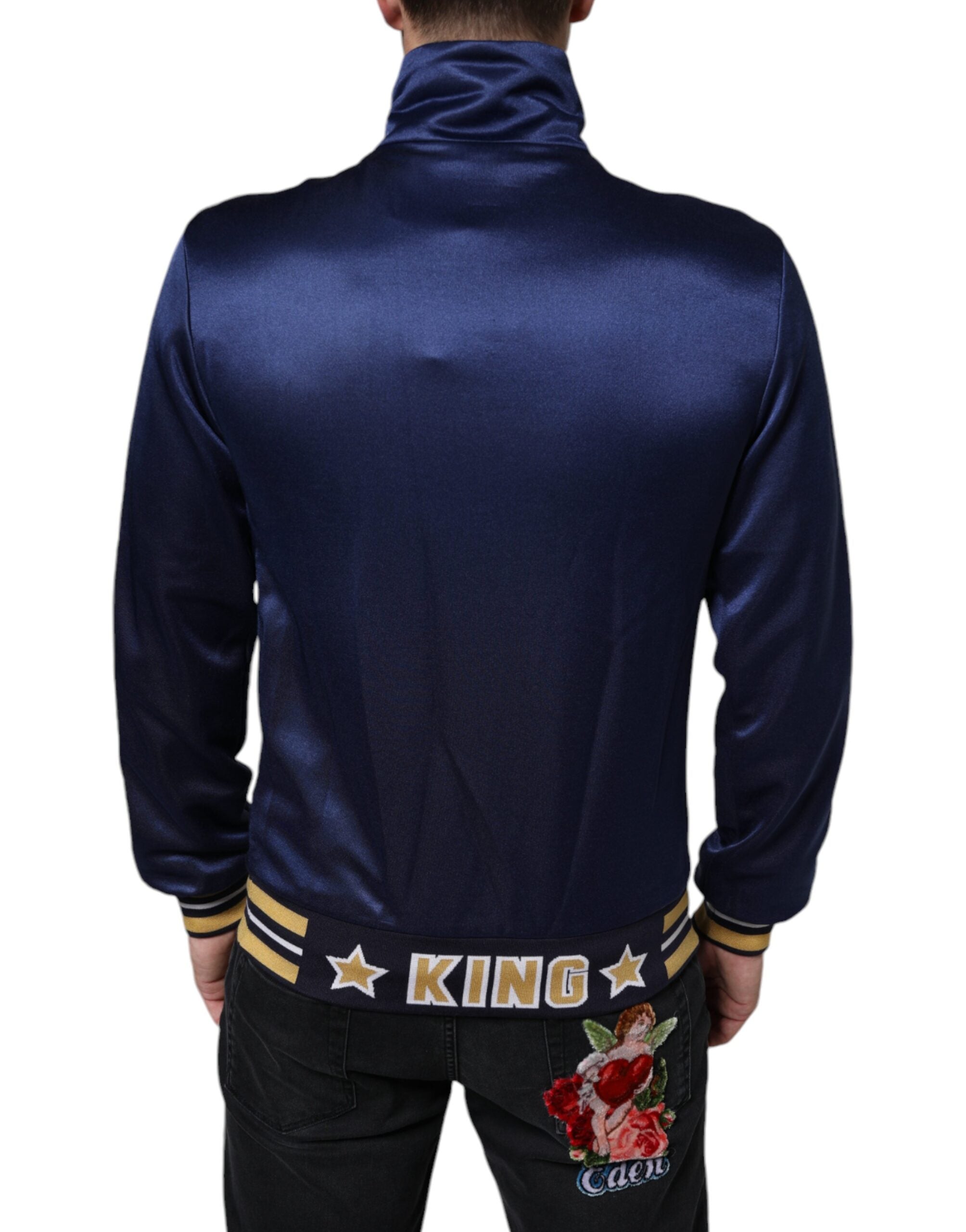 Dolce & Gabbana Blue Heraldic Patch Stripe King Bee Men's Sweater (Pre-Owned)