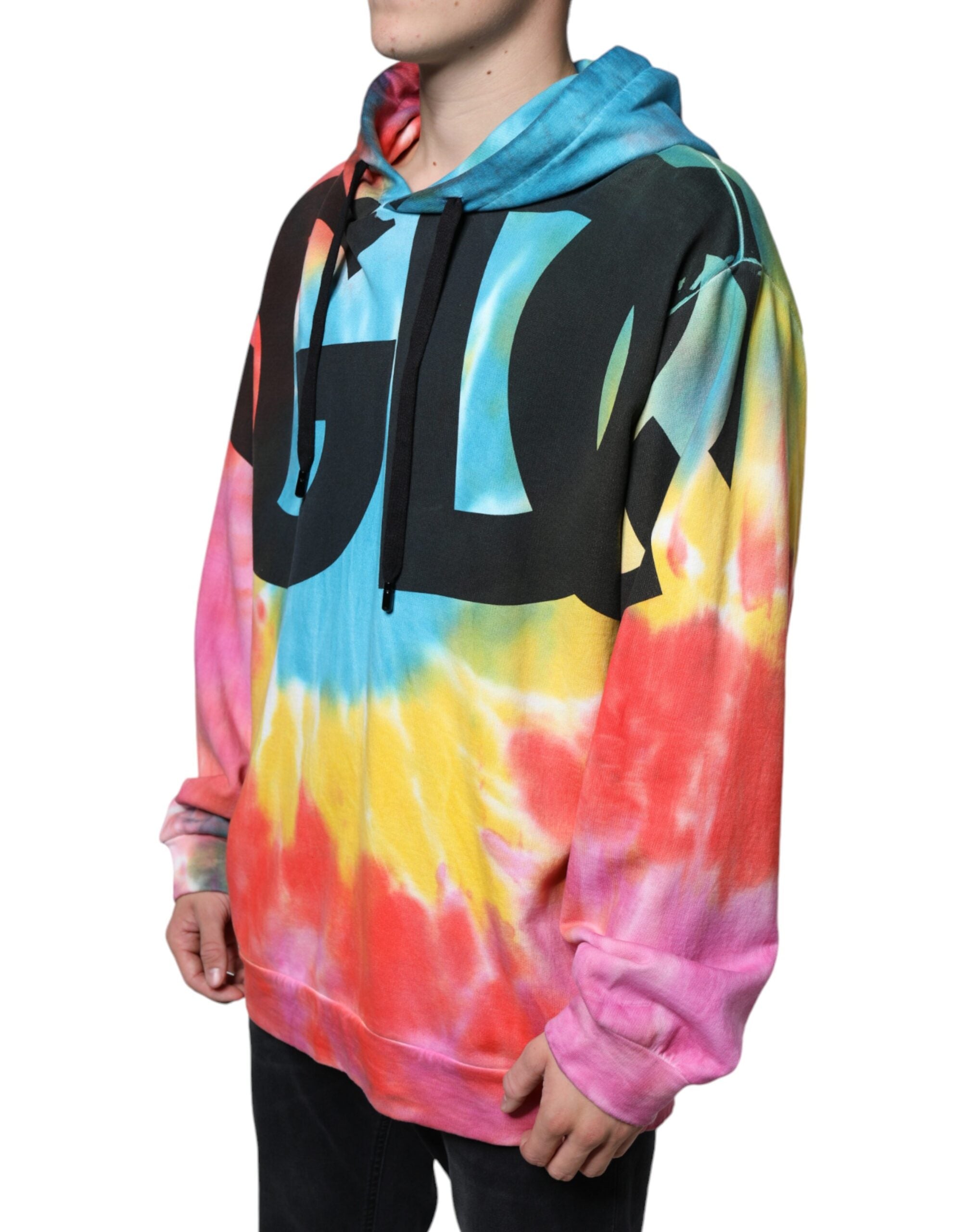 Dolce & Gabbana Multicolor Tie Dye Hooded Sweatshirt Men's Sweater