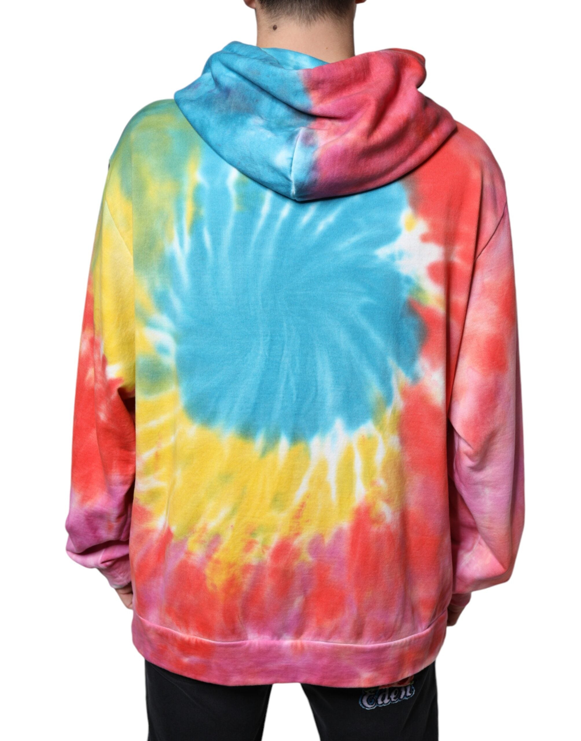Dolce & Gabbana Multicolor Tie Dye Hooded Sweatshirt Men's Sweater