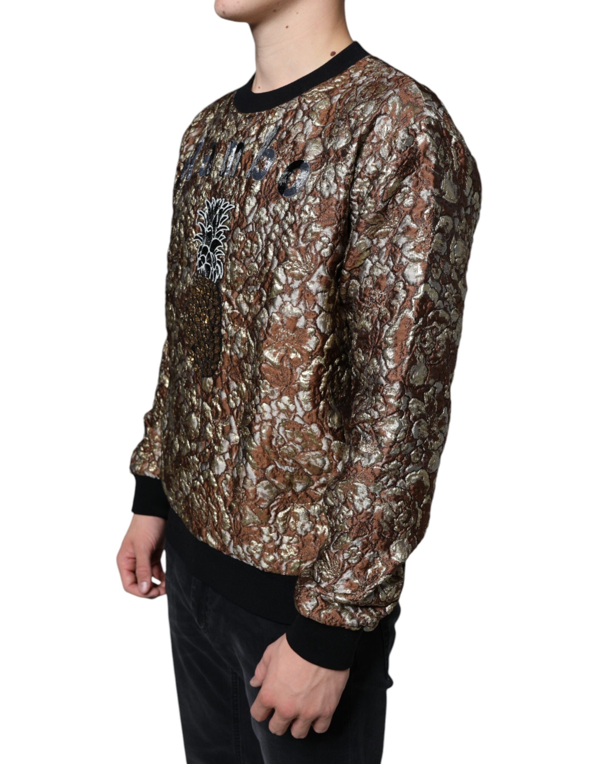 Dolce & Gabbana Brown Jacquard Mambo Pineapple Pullover Men's Sweater (Pre-Owned)
