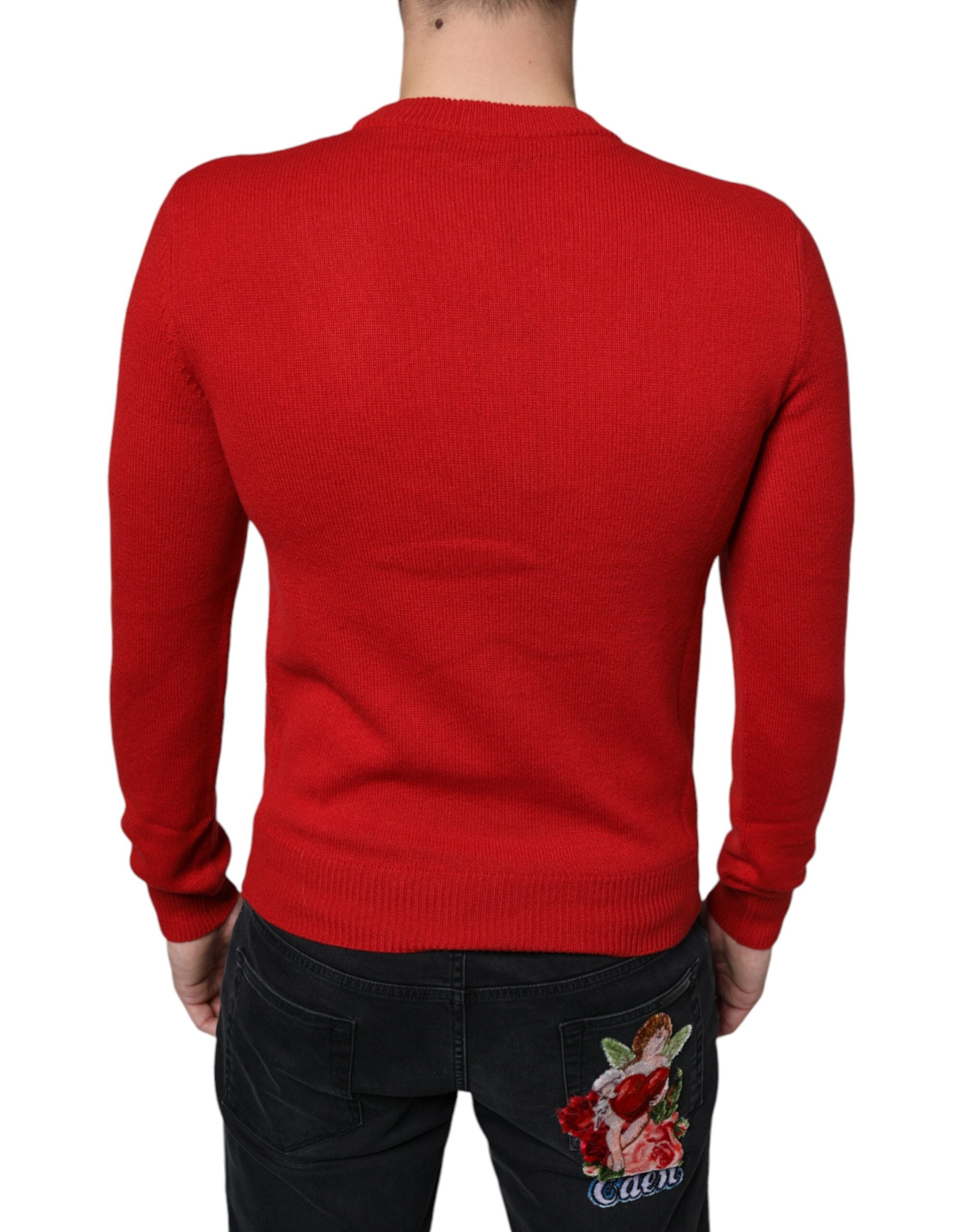 Dolce & Gabbana Red I'm The King Wool Crew Neck Sweatshirt Men's Sweater