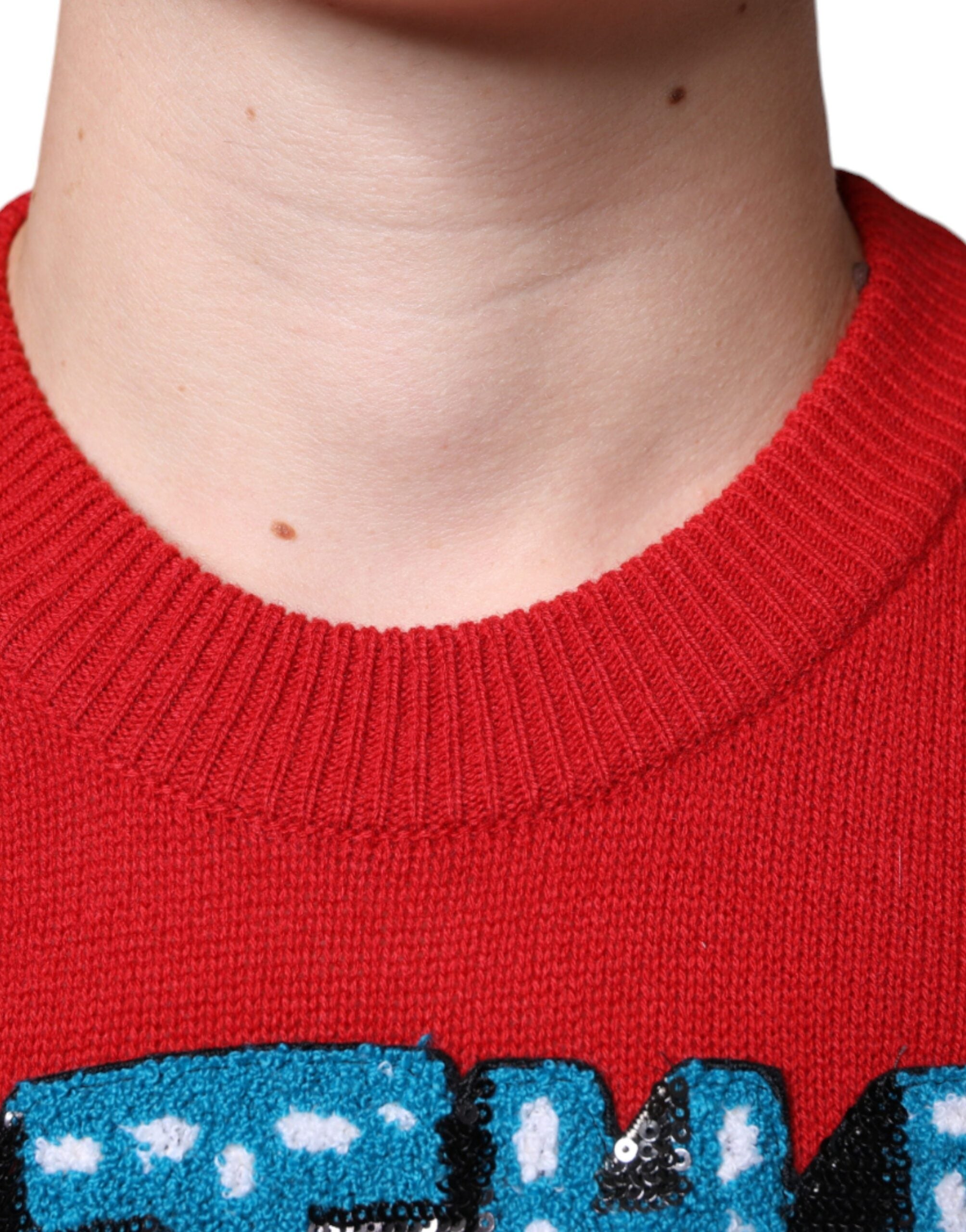 Dolce & Gabbana Red I'm The King Wool Crew Neck Sweatshirt Men's Sweater