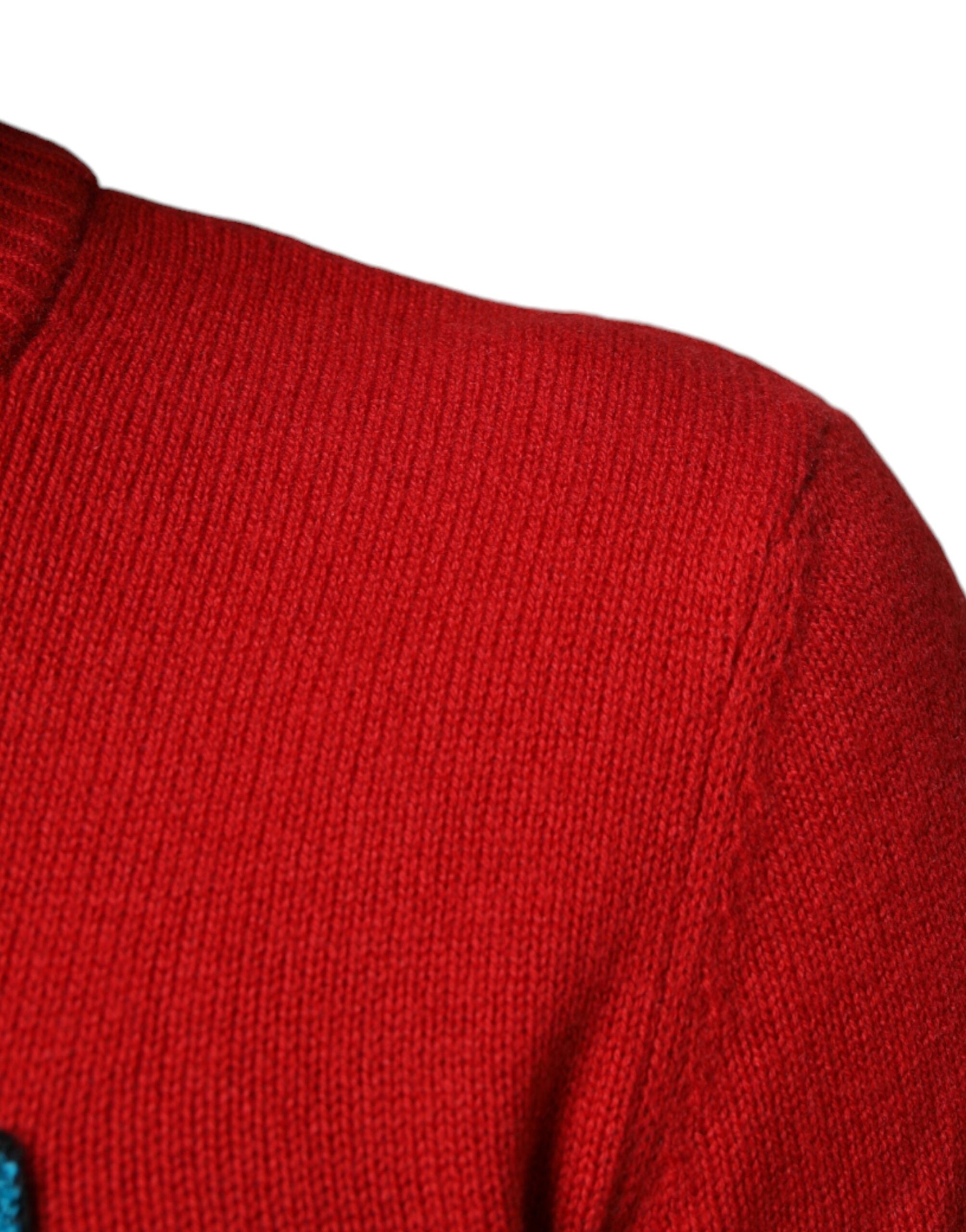 Dolce & Gabbana Red I'm The King Wool Crew Neck Sweatshirt Men's Sweater