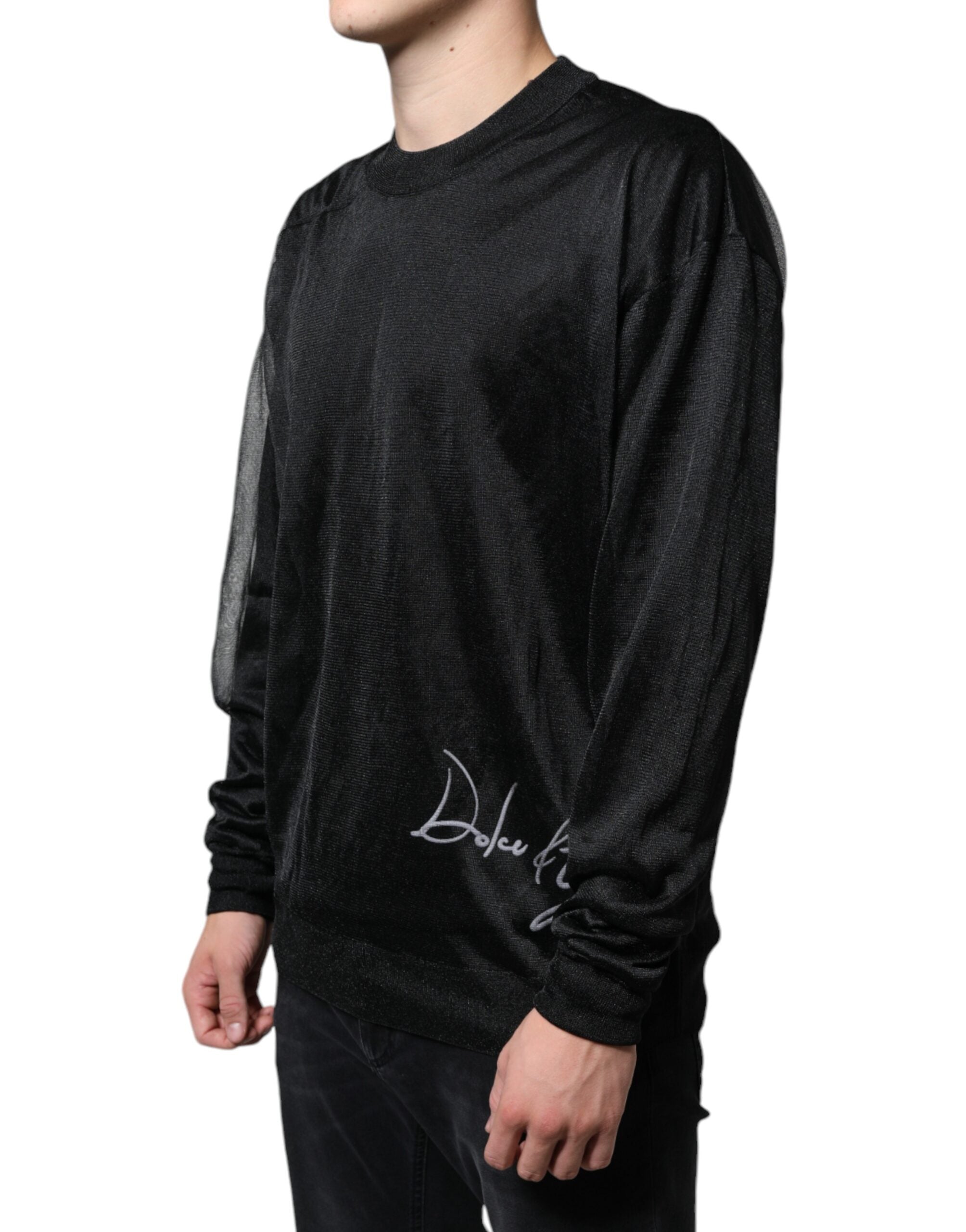 Dolce & Gabbana Black Polyester Pullover Sweatshirt Men's Sweater (Pre-Owned)