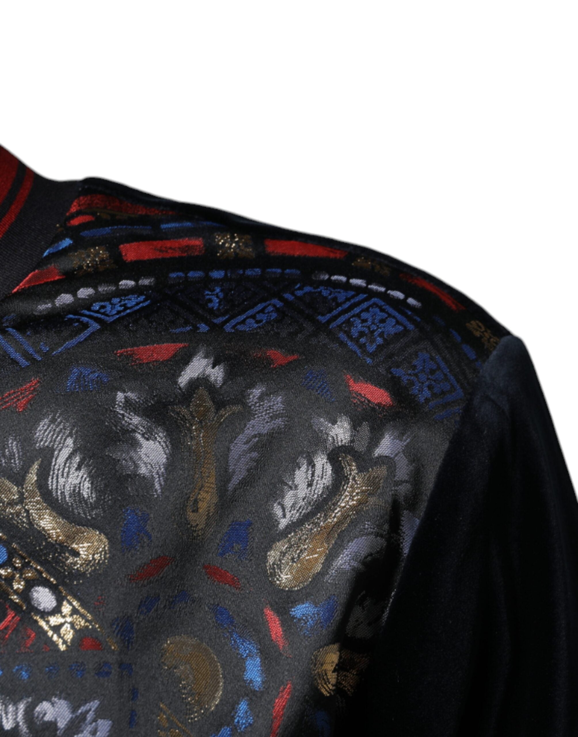 Dolce & Gabbana Multicolor Jacquard Crew Neck Sweatshirt Men's Sweater