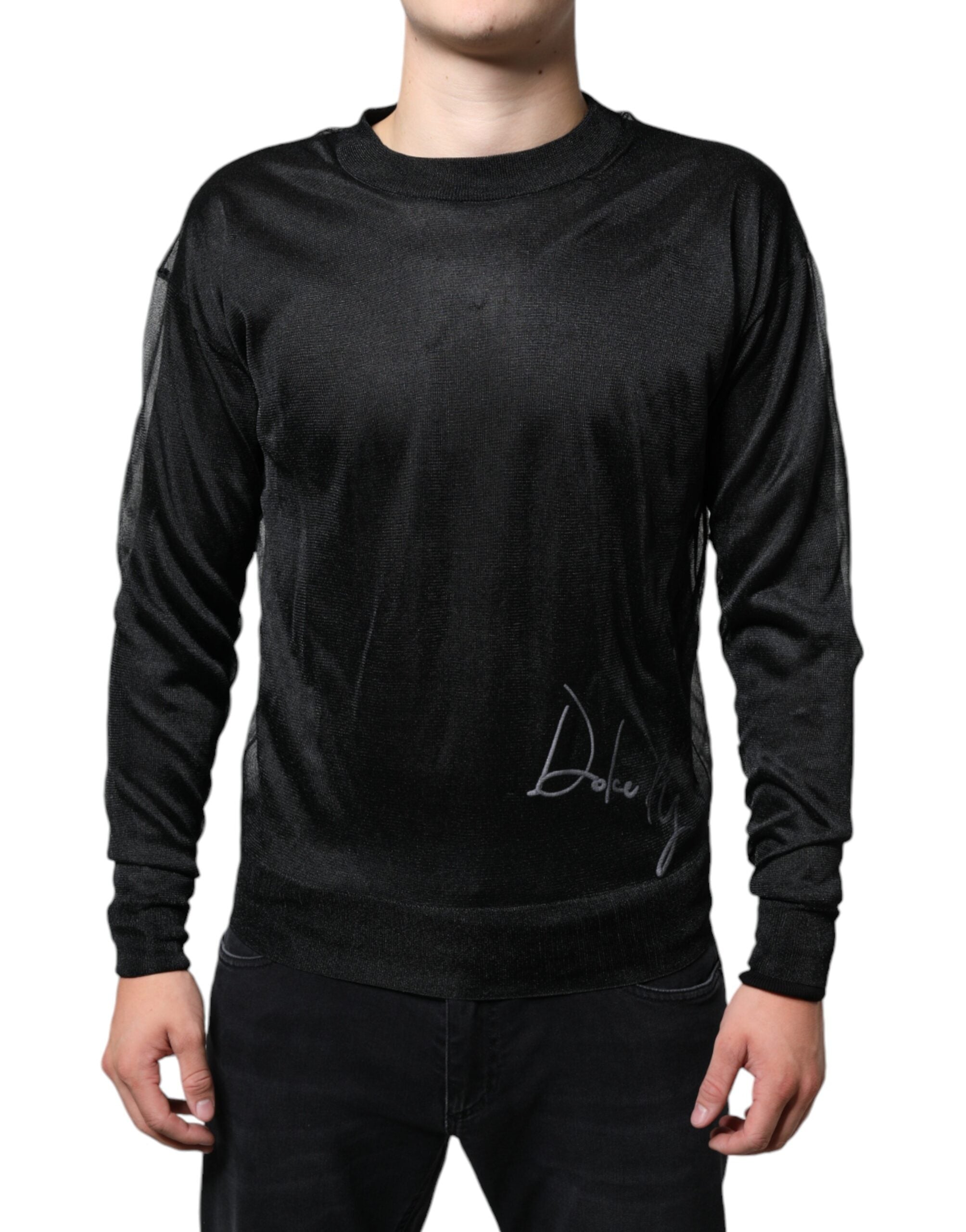 Dolce & Gabbana Black Polyester Pullover Sweatshirt Men's Sweater (Pre-Owned)