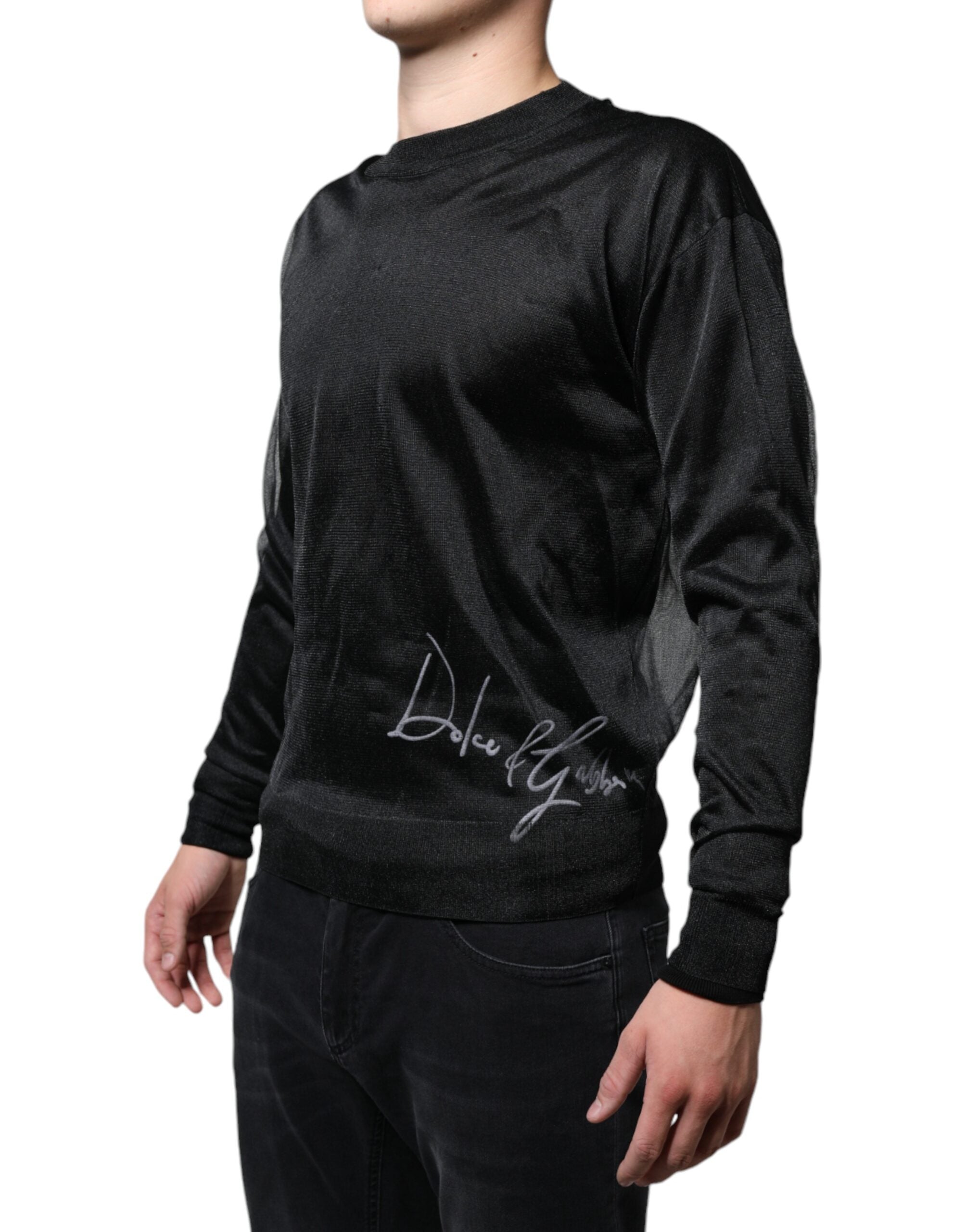 Dolce & Gabbana Black Polyester Pullover Sweatshirt Men's Sweater (Pre-Owned)