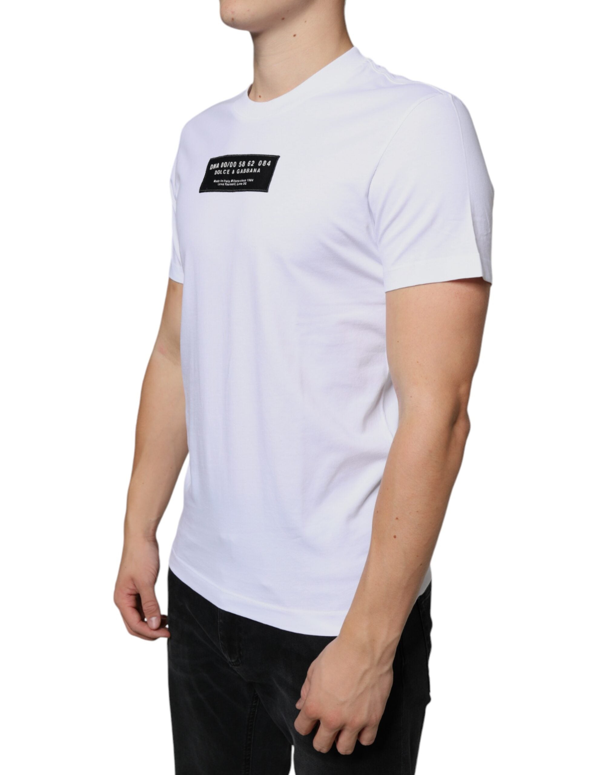 Dolce & Gabbana White Cotton DG Applique Casual Men's T-shirt