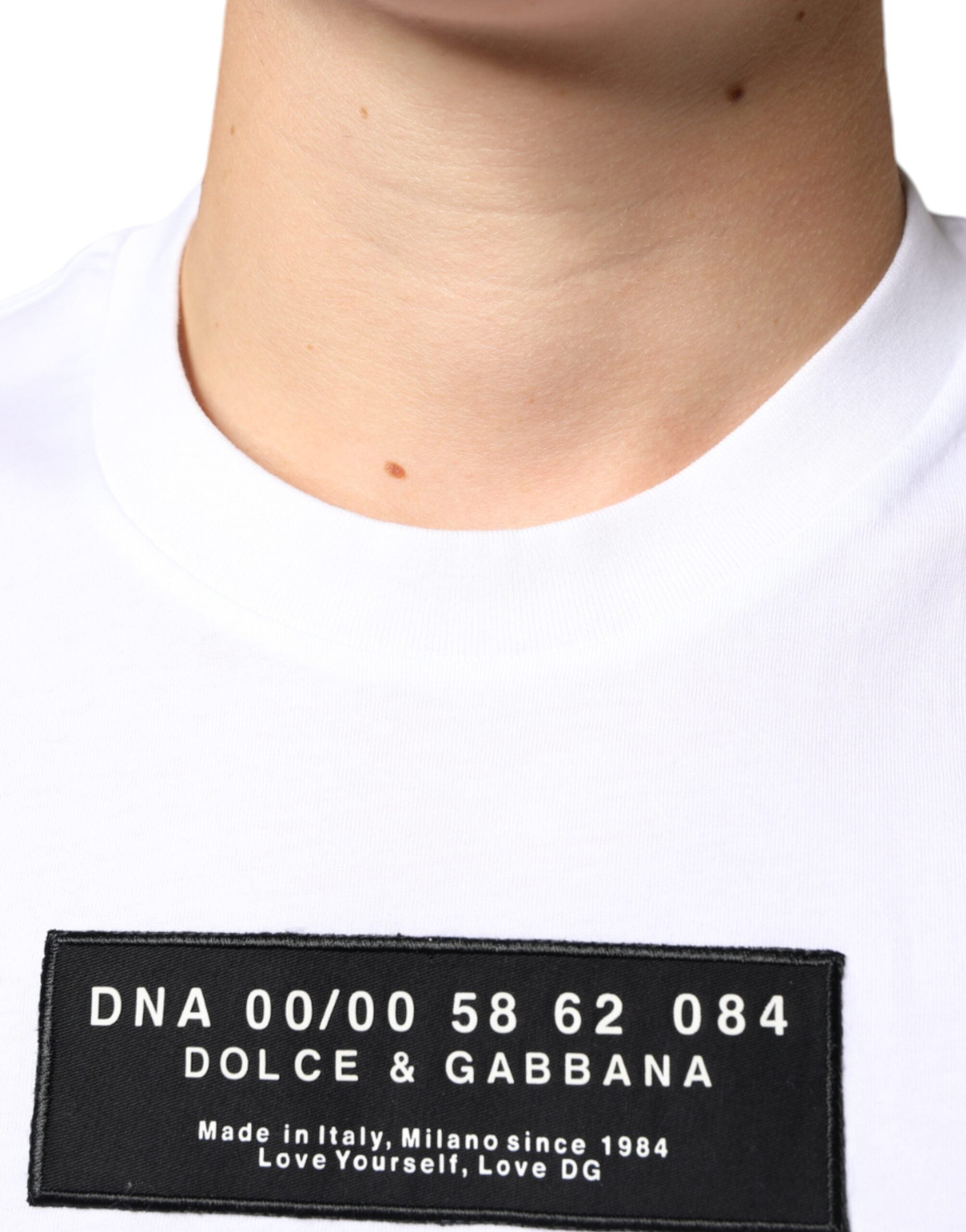 Dolce & Gabbana White Cotton DG Applique Casual Men's T-shirt