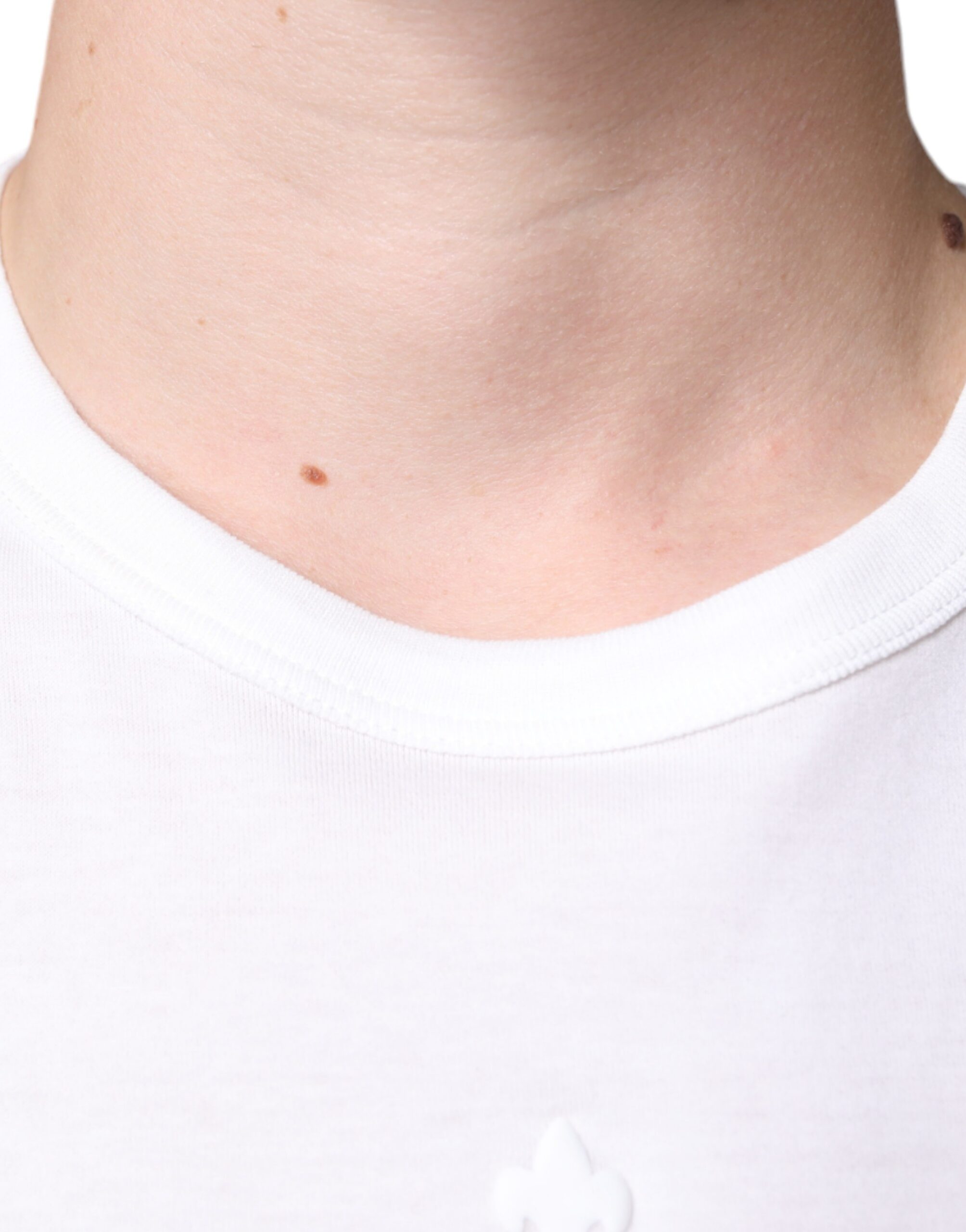 Dolce & Gabbana White Logo Embossed Cotton Crewneck Men's T-shirt