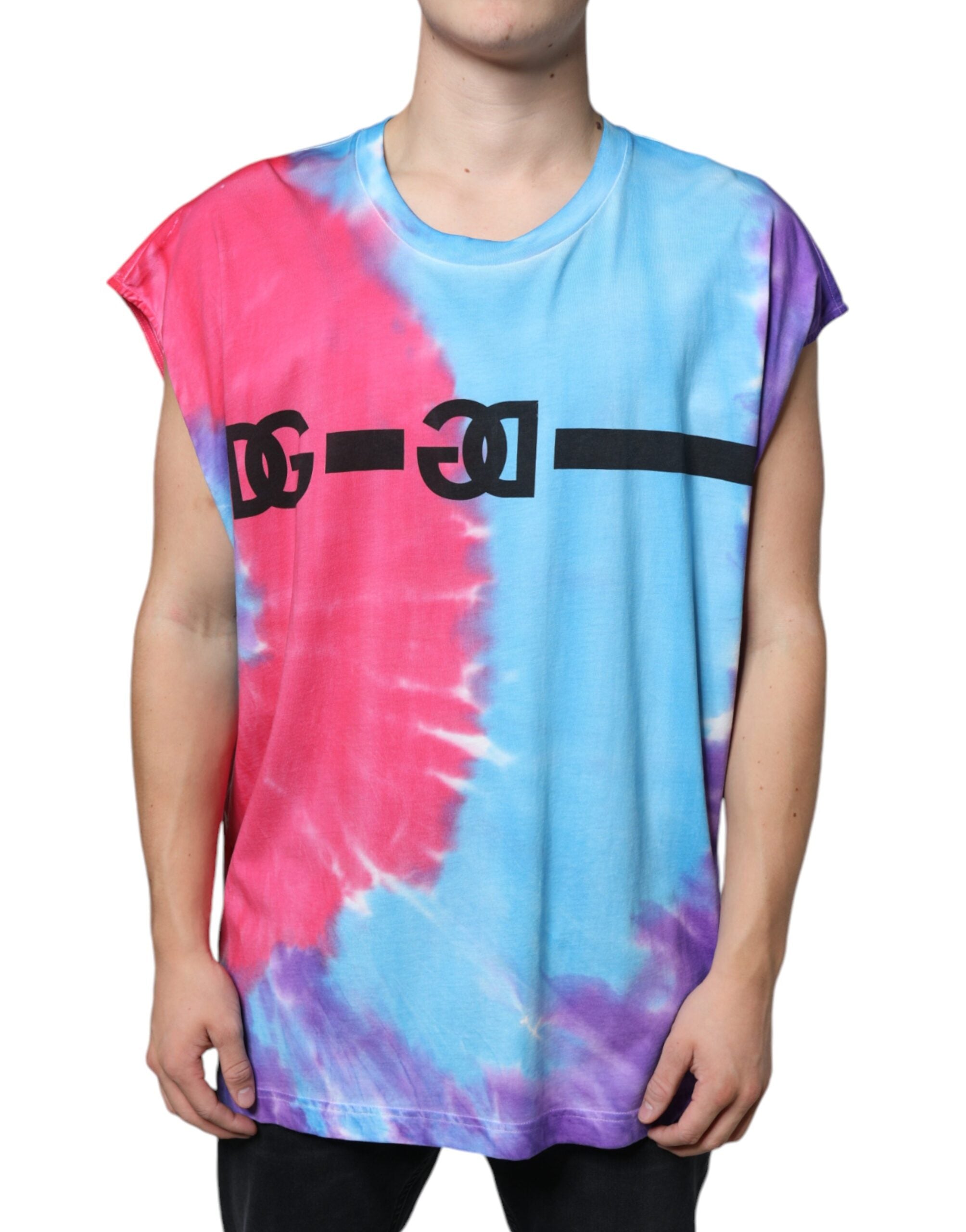 Dolce & Gabbana Multicolor Tie Dye Cotton Sleeveless Men's T-shirt