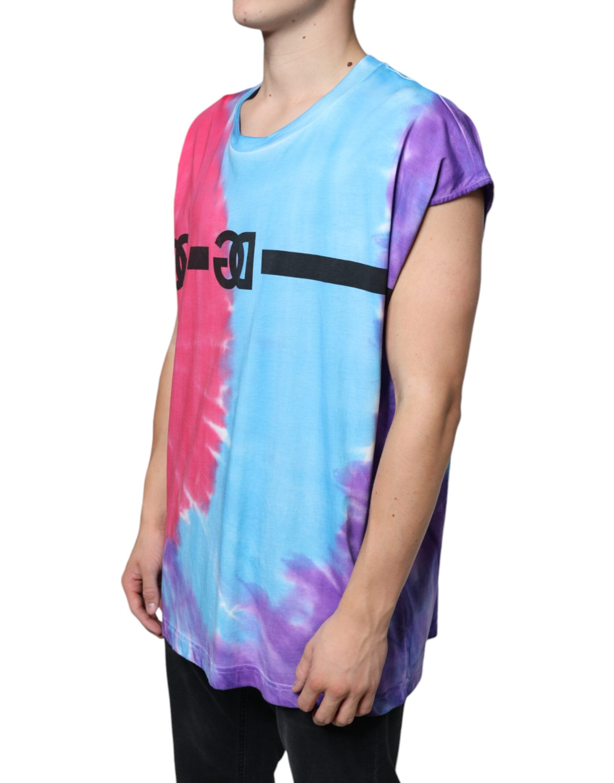 Dolce & Gabbana Multicolor Tie Dye Cotton Sleeveless Men's T-shirt
