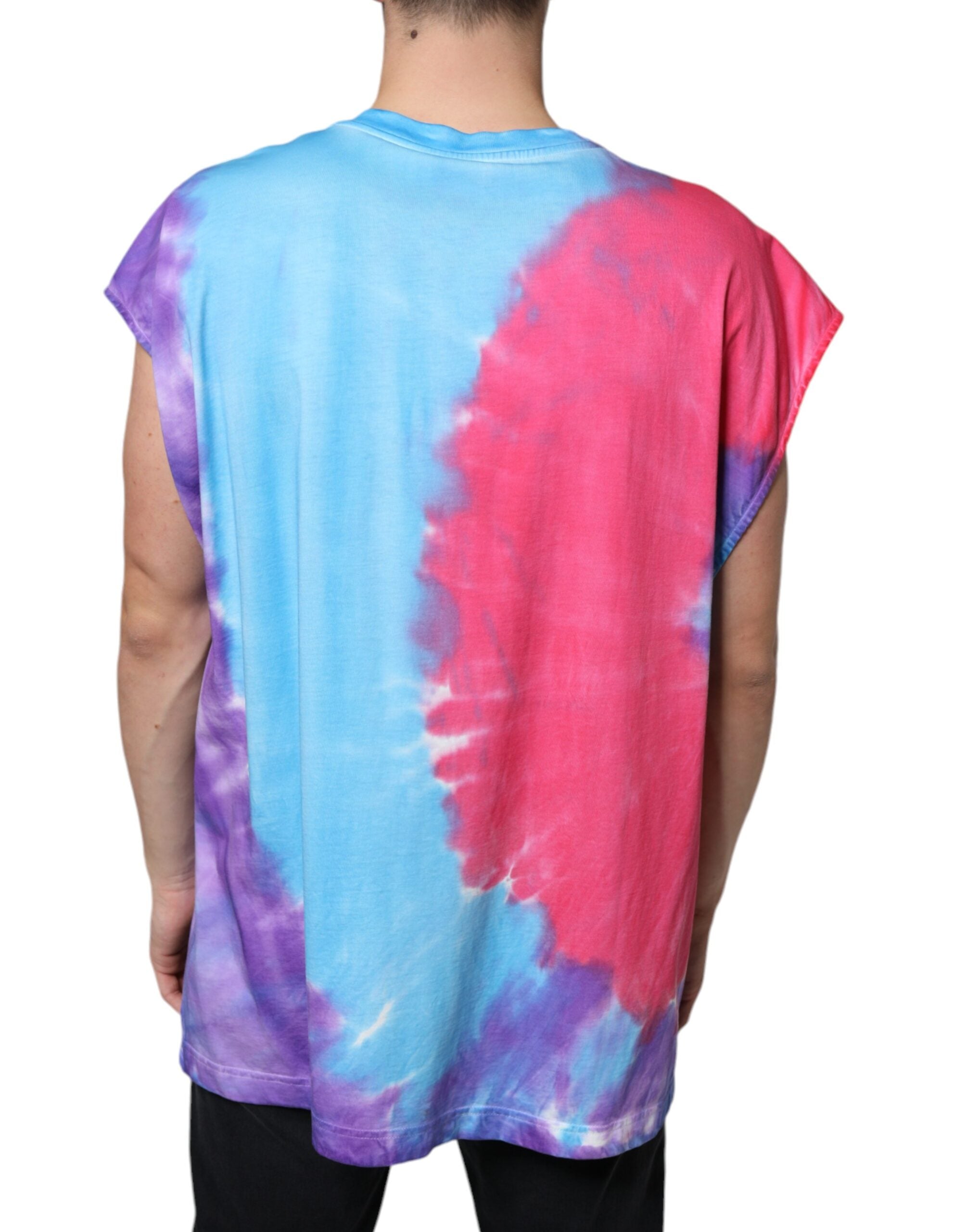 Dolce & Gabbana Multicolor Tie Dye Cotton Sleeveless Men's T-shirt