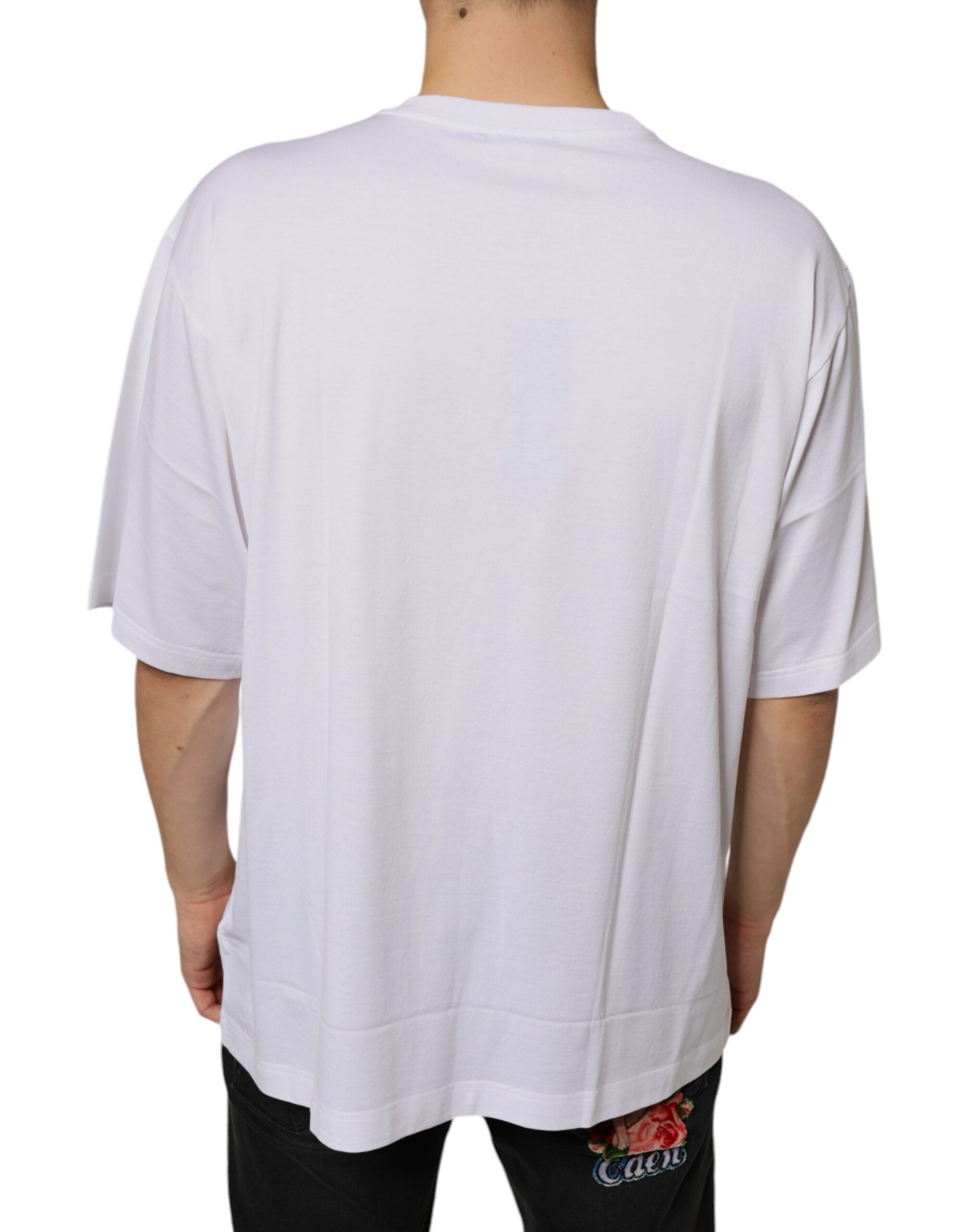 Dolce & Gabbana White Metal DG Logo Cotton Short Sleeves Men's T-shirt