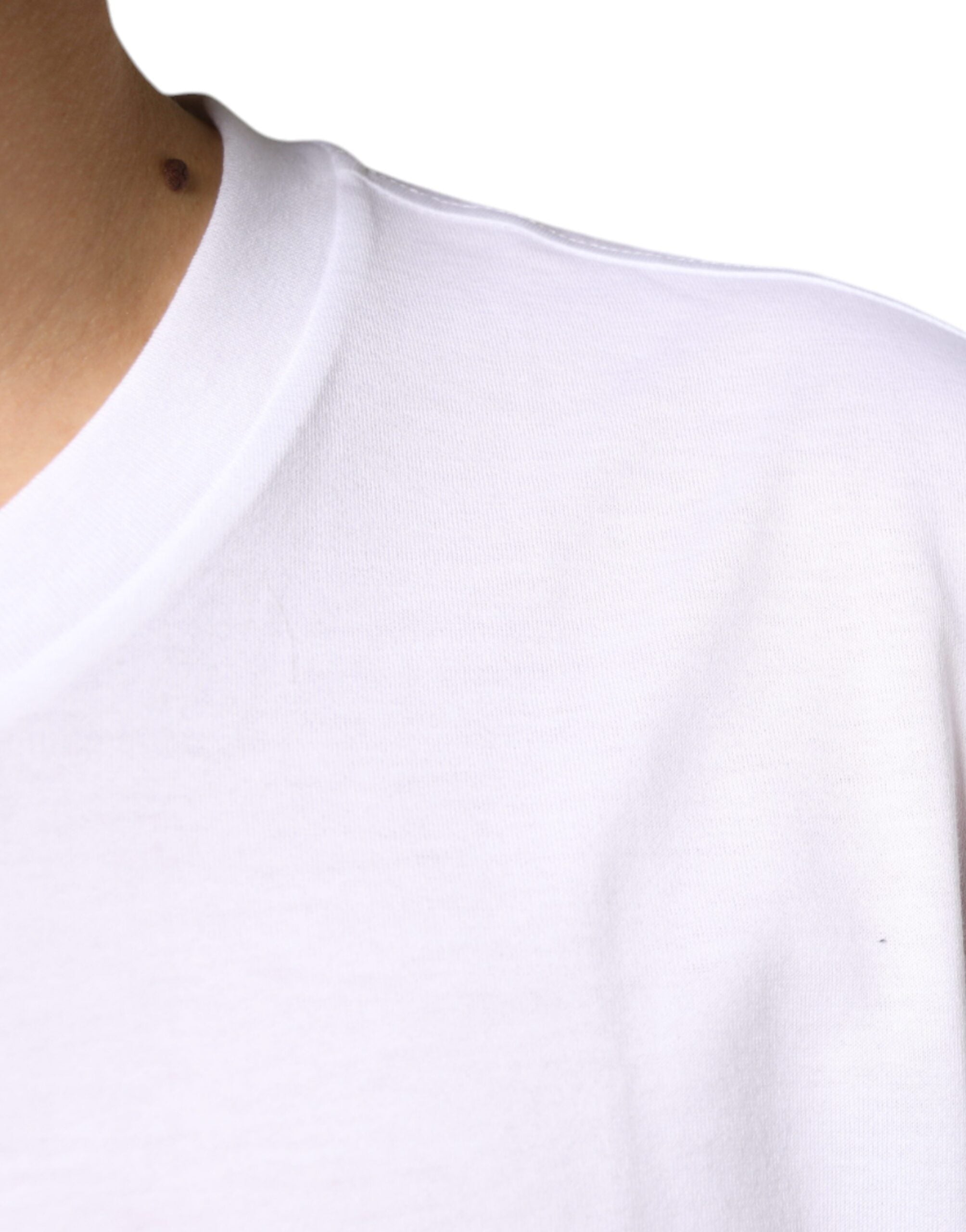 Dolce & Gabbana White Metal DG Logo Cotton Short Sleeves Men's T-shirt