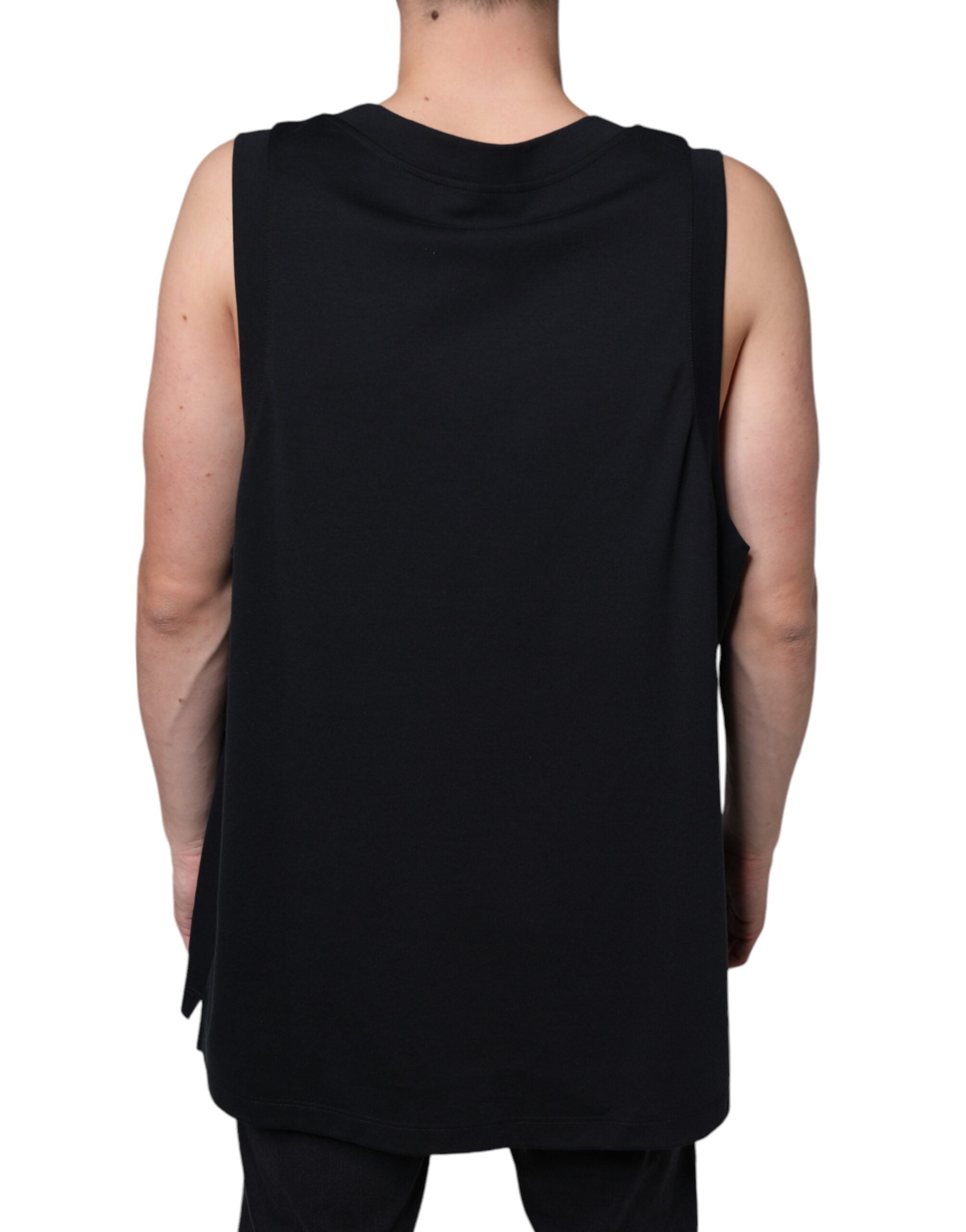 Dolce & Gabbana Black Cotton Born To Be Free Sleeveless Men's T-shirt